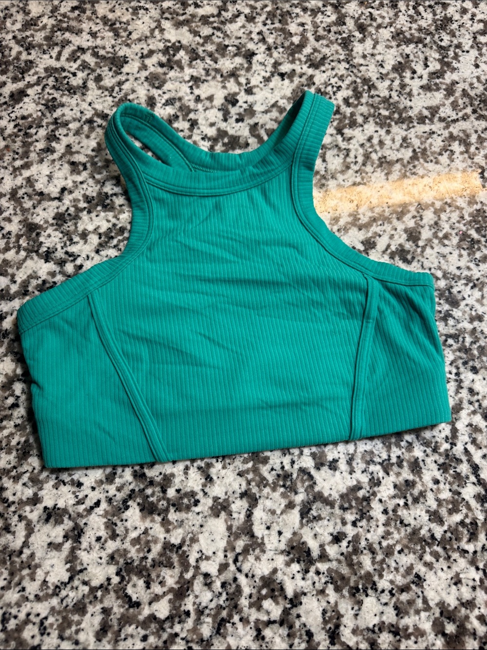 Ribbed High-Neck Crop Tank Top - Teal